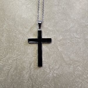 Black Cross Pendant Necklace